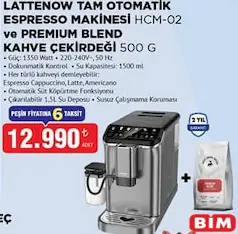 KUMTEL LATTENOW TAM OTOMATİK ESPRESSO MAKİNESİ HCM-02 VE PREMİUM BLEND KAHVE ÇEKİRDEĞİ 500 G